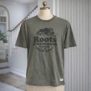 Authentic Roots Olive Green Mens Large Short Sleeve Shirt